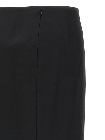 Black Virgin Wool Midi Skirt