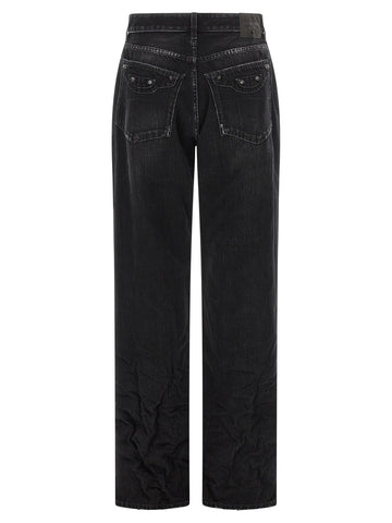 Black Cotton Straight-Leg Jeans