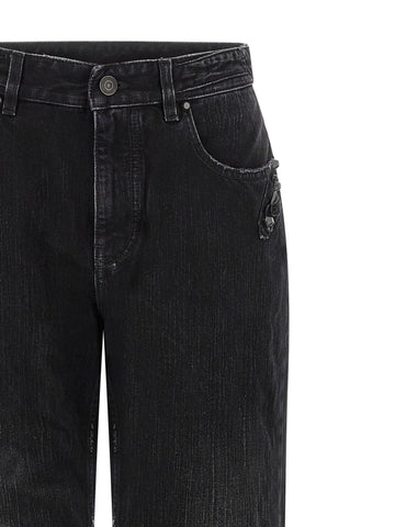 Black Cotton Straight-Leg Jeans