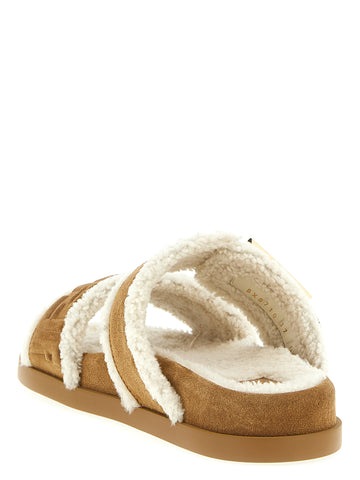 Beige Calfskin Slides