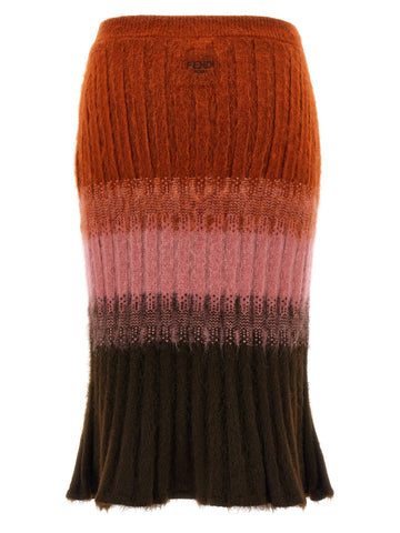 Multicolor Wool Midi Skirt