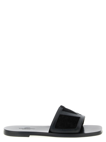 Black Calfskin Slides