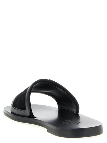 Black Calfskin Slides