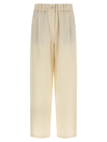 White Viscose Casual Pants