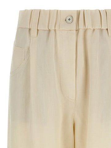 White Viscose Casual Pants