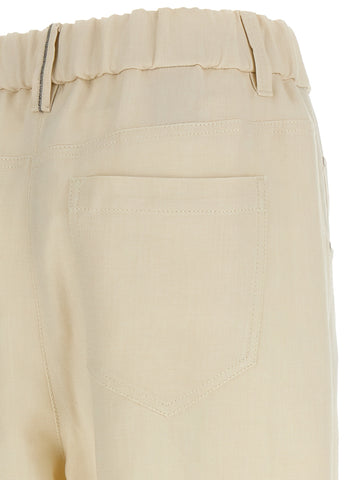 White Viscose Casual Pants