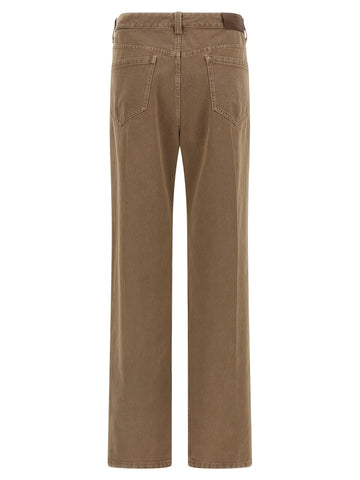 Beige Cotton Straight-Leg Jeans