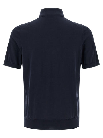 Blue Cotton Polo Shirt