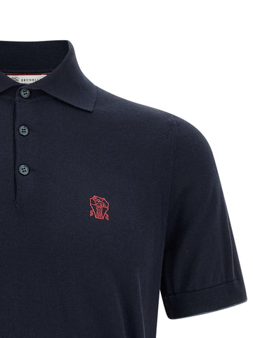 Blue Cotton Polo Shirt