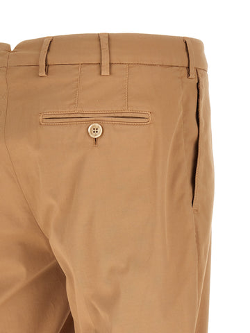 Beige Cotton Casual Pants