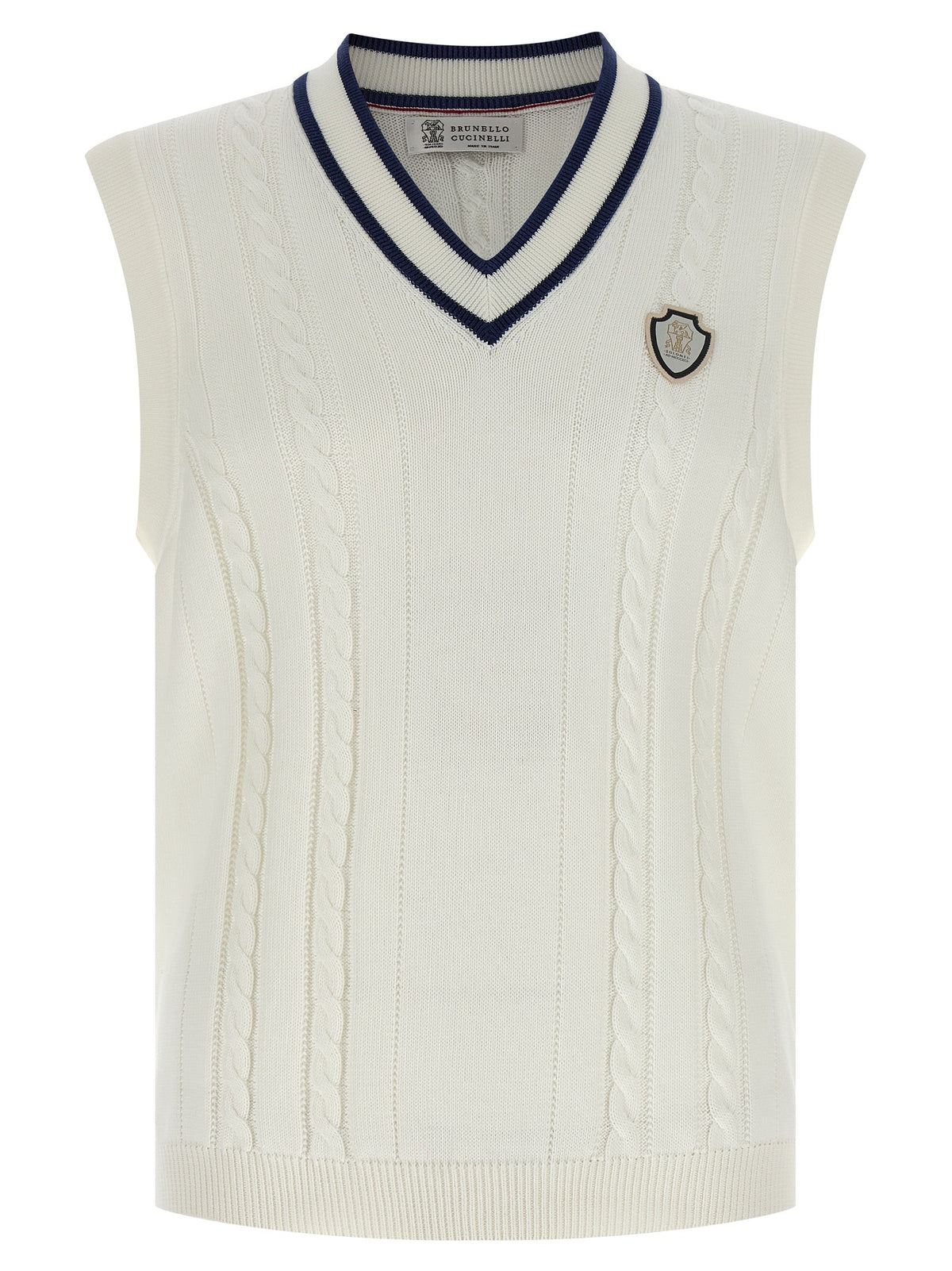 White Cotton Sleeveles Sweater