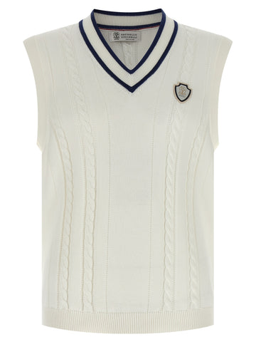 White Cotton Sleeveles Sweater