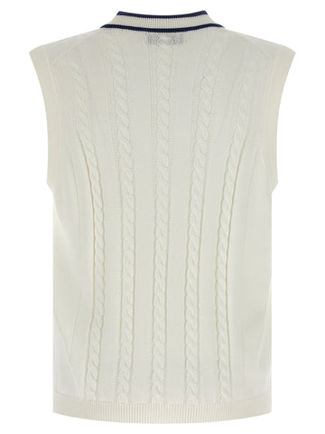 White Cotton Sleeveles Sweater