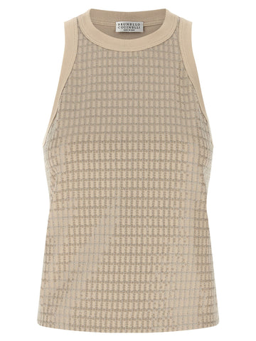 Beige Cotton Tank Tops