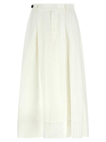 White Viscose Midi Skirt