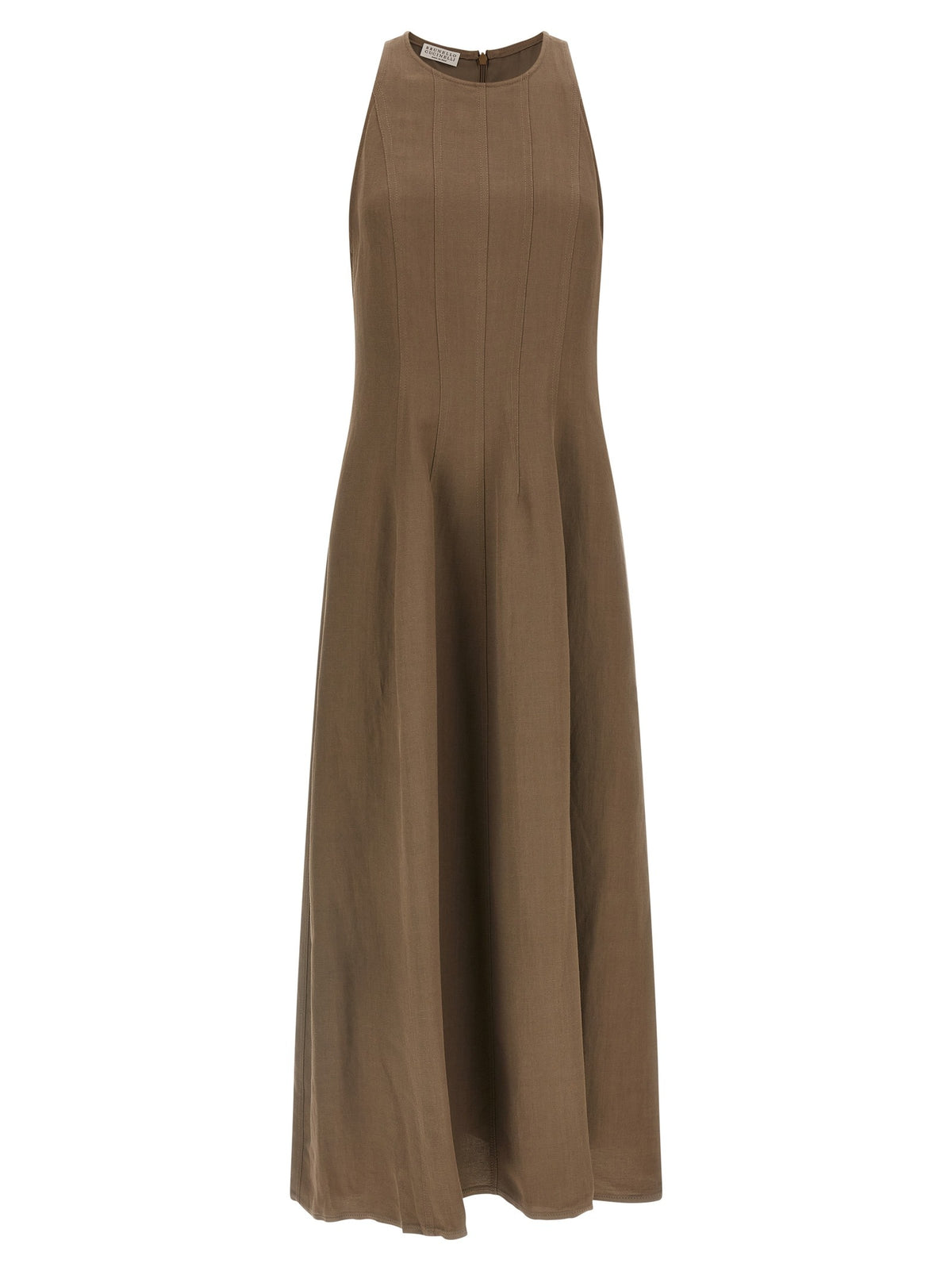 Brown Viscose Midi Dress