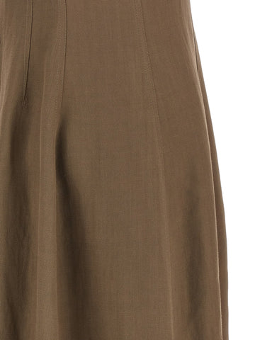 Brown Viscose Midi Dress