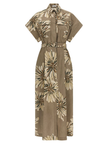 Bicolor Cotton Long Dress