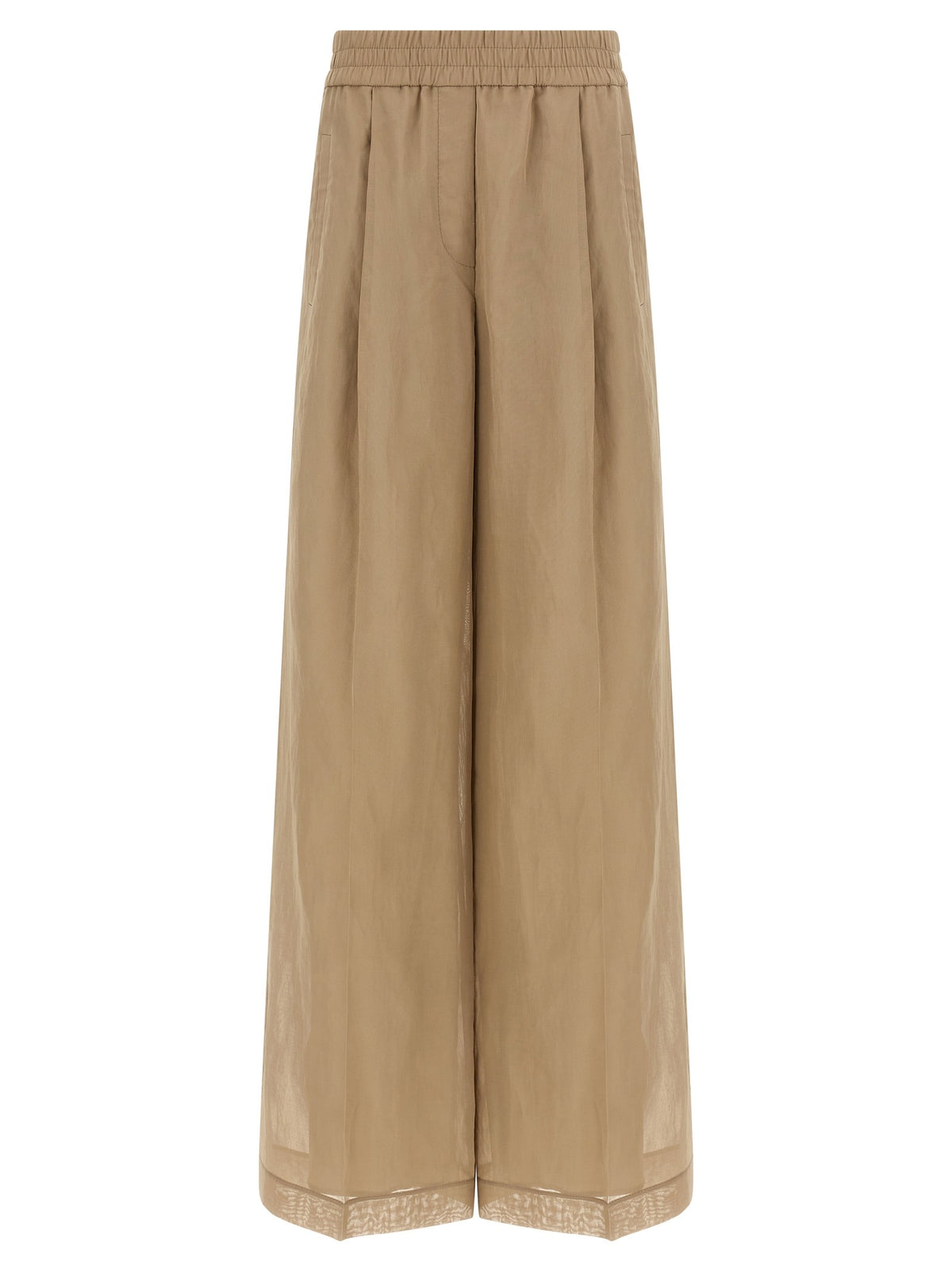 Beige Cotton Casual Pants