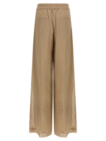 Beige Cotton Casual Pants