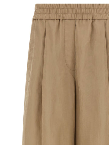 Beige Cotton Casual Pants