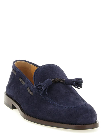 Blue Calfskin Slip-On Loafers
