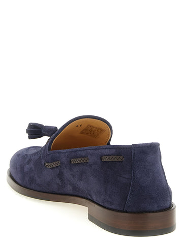 Blue Calfskin Slip-On Loafers