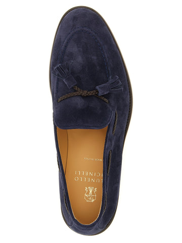 Blue Calfskin Slip-On Loafers