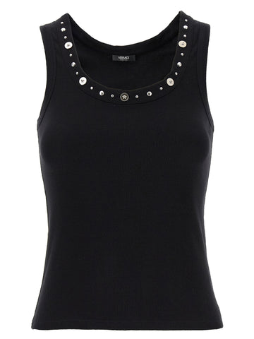 Black Cotton Sleeveles T-Shirt