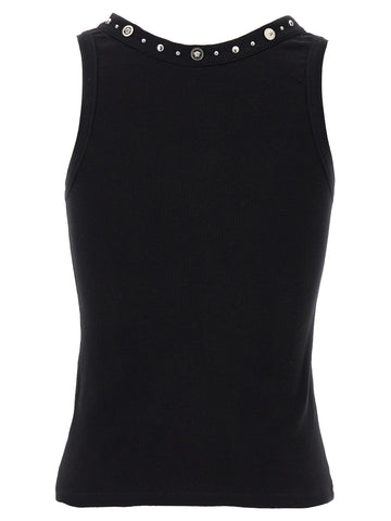 Black Cotton Sleeveles T-Shirt