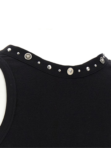 Black Cotton Sleeveles T-Shirt