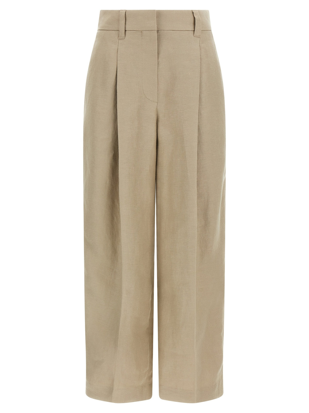 Beige Linen Casual Pants