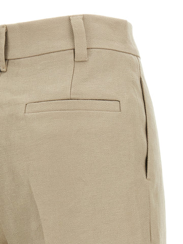 Beige Linen Casual Pants