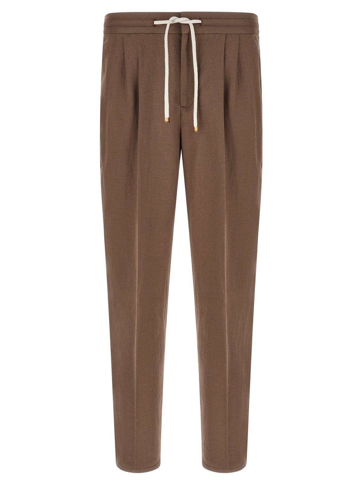 Brown Linen Casual Pants