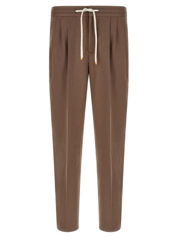 Brown Linen Casual Pants