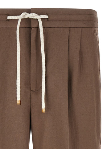 Brown Linen Casual Pants