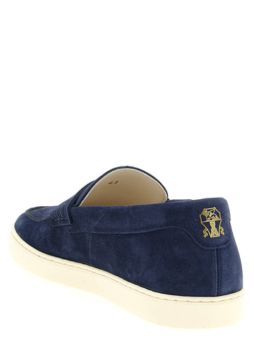 Blue Calfskin Slip-On Loafers