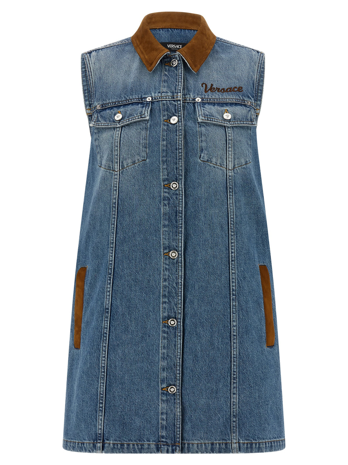 Blue Cotton Short Dress