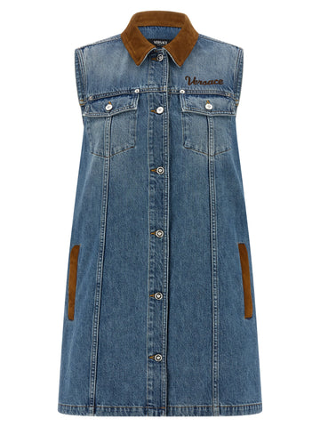 Blue Cotton Short Dress