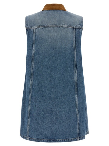 Blue Cotton Short Dress