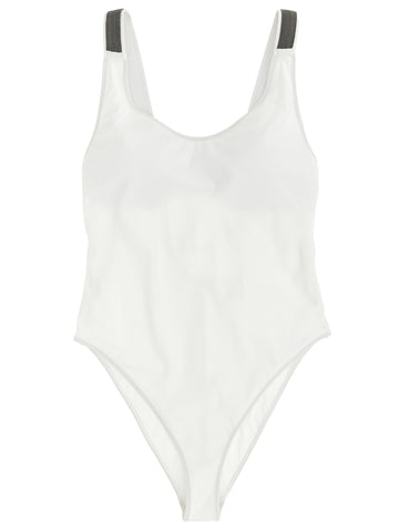 White Polyamide One-Piece Swimsuit