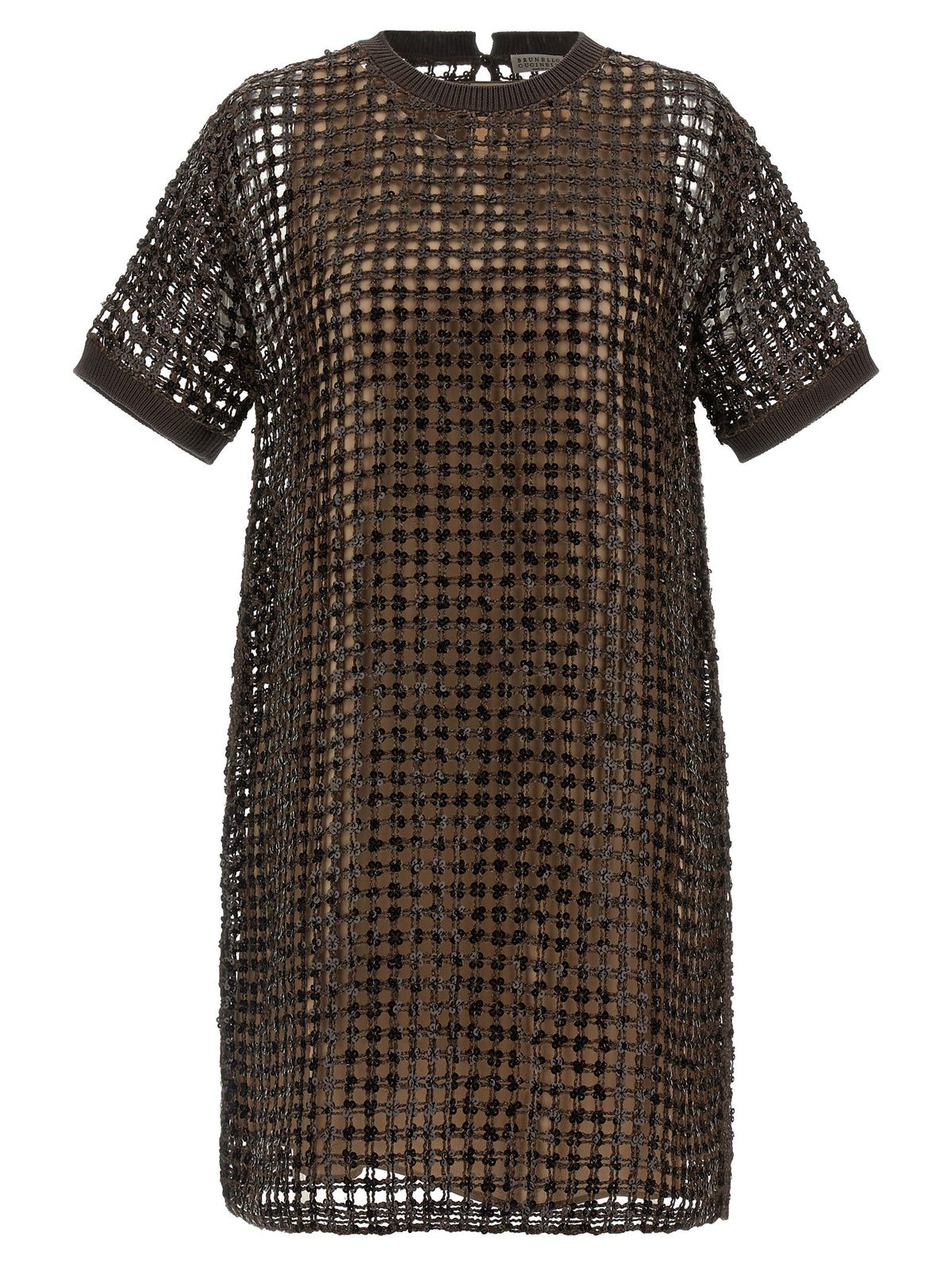 Brown Silk Short Dress