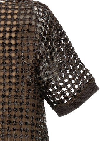 Brown Silk Short Dress