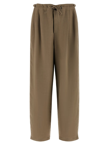 Beige Viscose Casual Pants