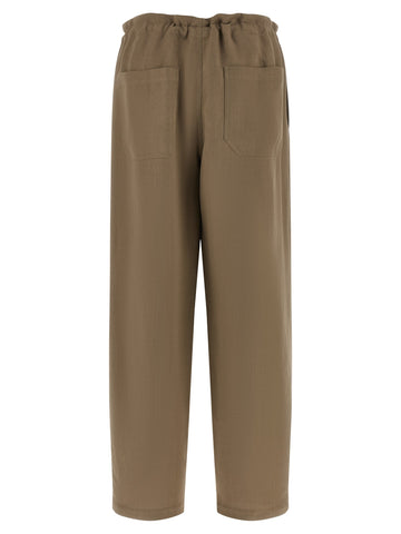 Beige Viscose Casual Pants