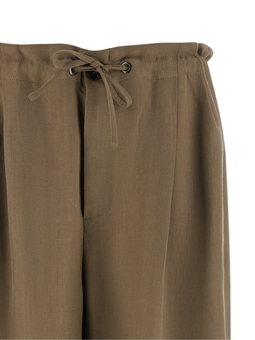 Beige Viscose Casual Pants