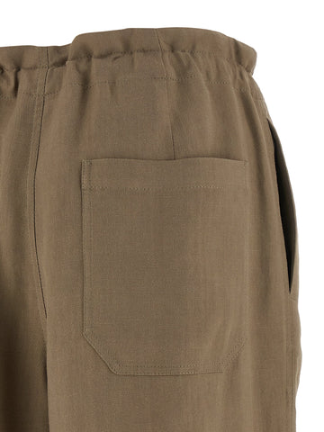 Beige Viscose Casual Pants