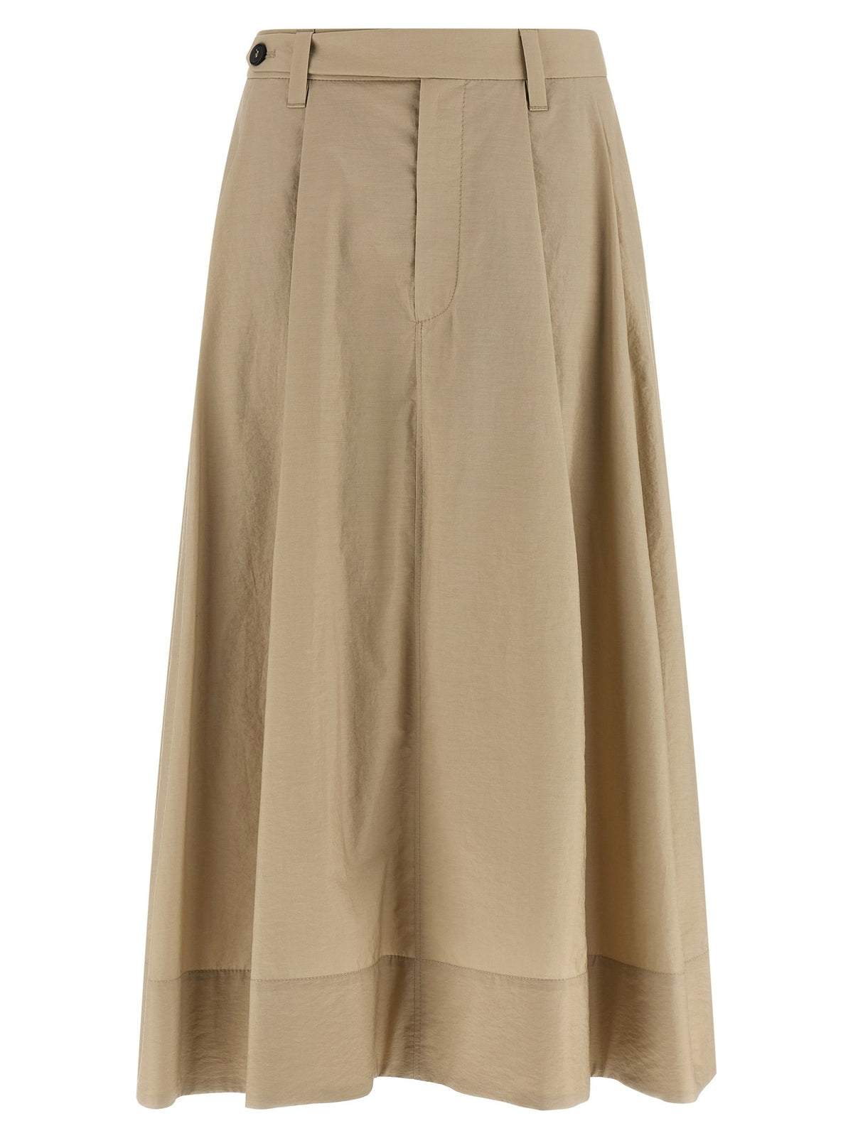 Beige Cotton Midi Skirt