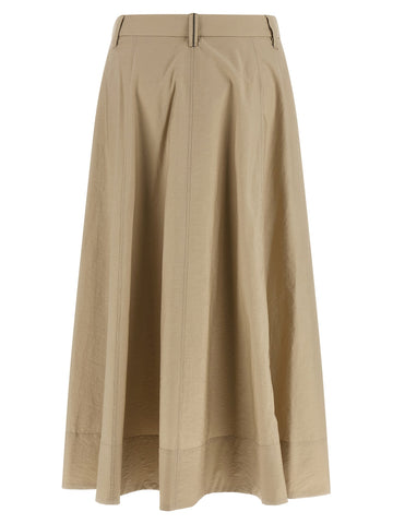 Beige Cotton Midi Skirt