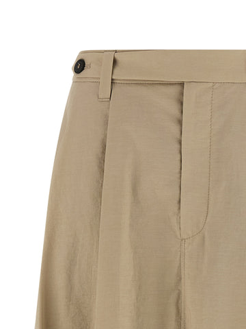 Beige Cotton Midi Skirt